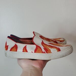 Rothy's Kids Flame Graphic Flats Size K3 White